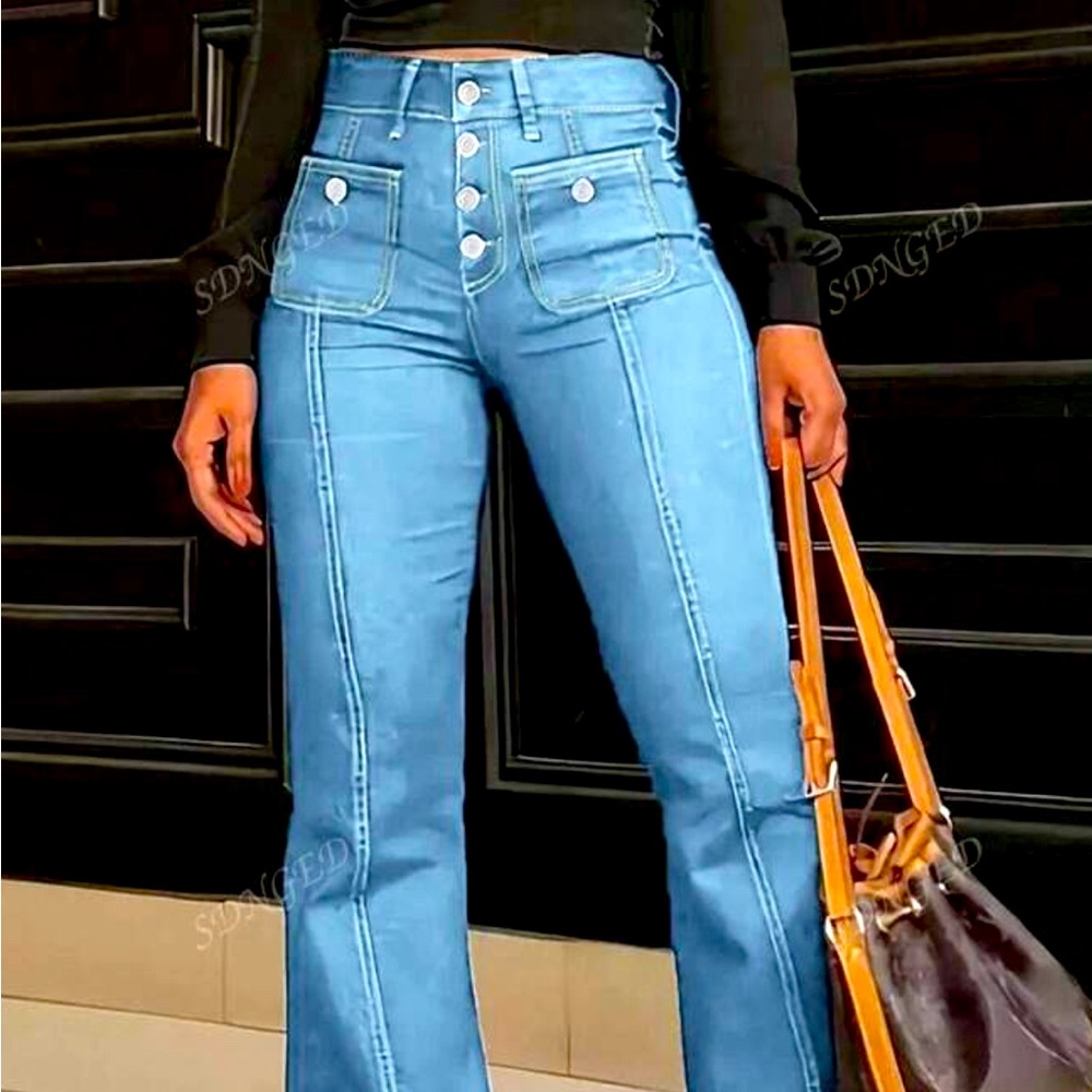 SHEIN Light Blue Flare Jeans